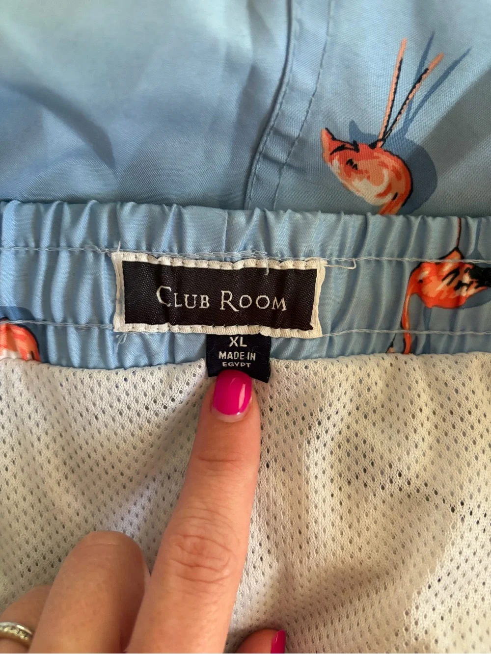 Club Room Light Blue Swim Trunks with Pink Flamingo Print